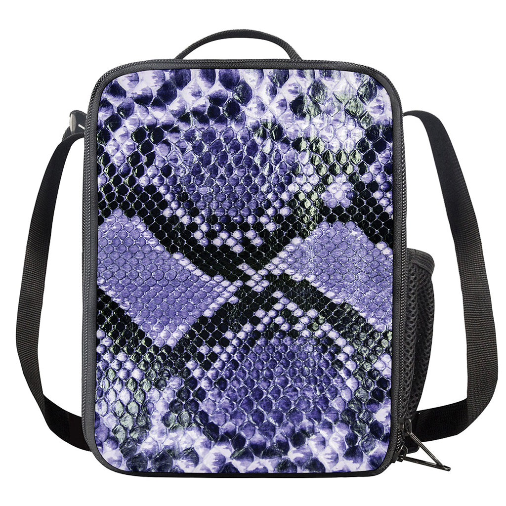 Blue And Black Snakeskin Print Crossbody Lunch Bag