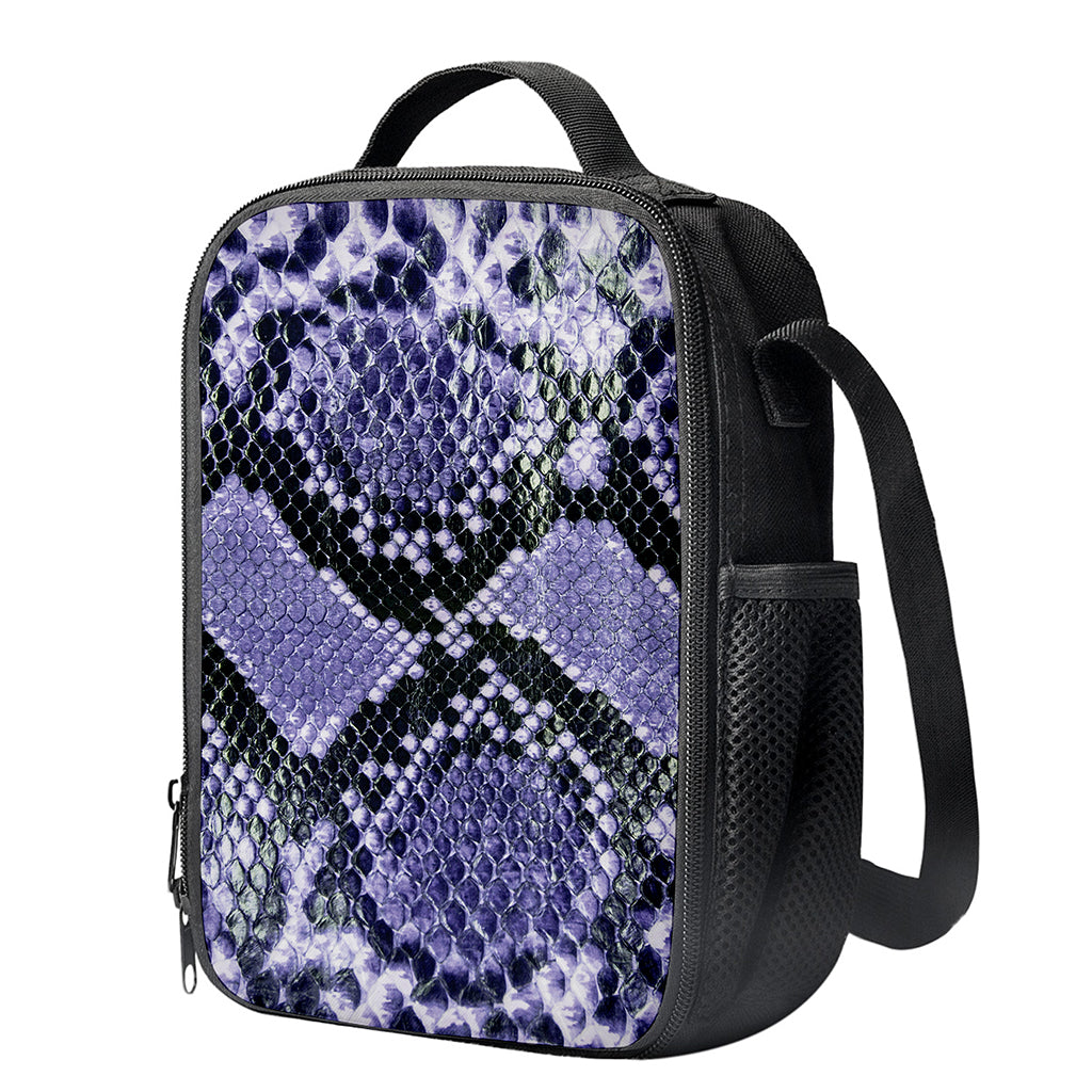 Blue And Black Snakeskin Print Crossbody Lunch Bag