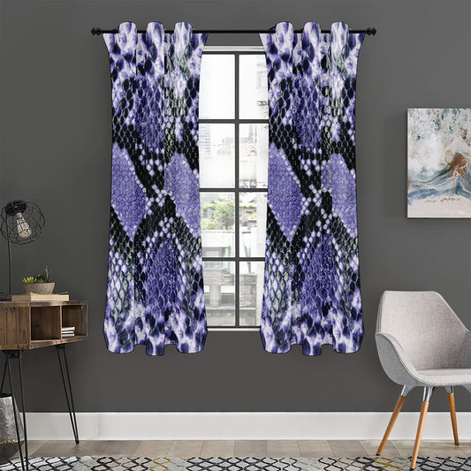 Blue And Black Snakeskin Print Curtain