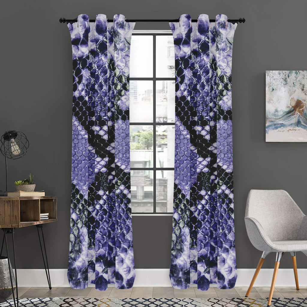 Blue And Black Snakeskin Print Curtain