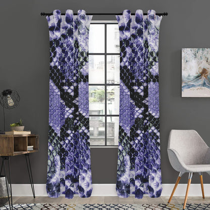 Blue And Black Snakeskin Print Curtain