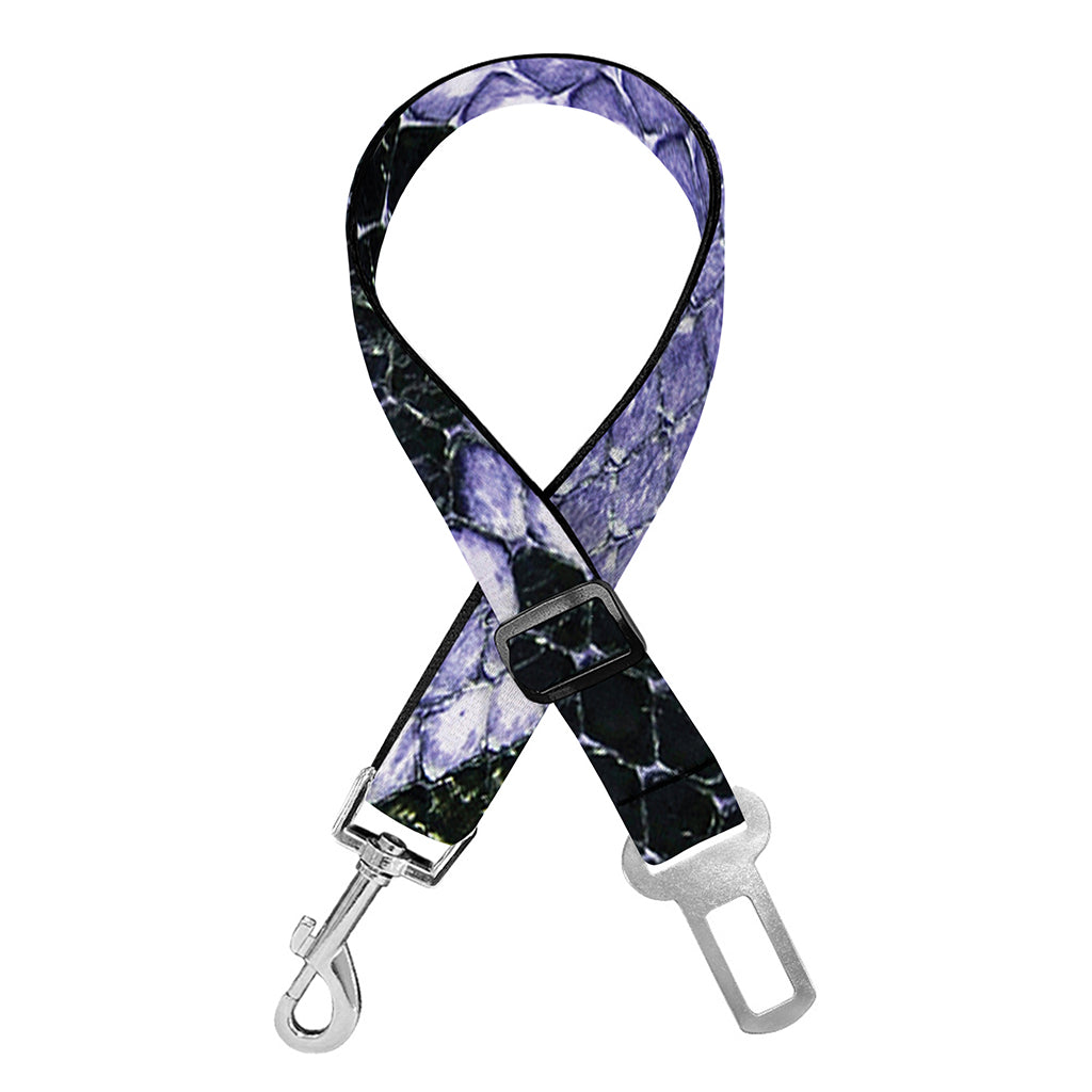Blue And Black Snakeskin Print Dog Seat Belt