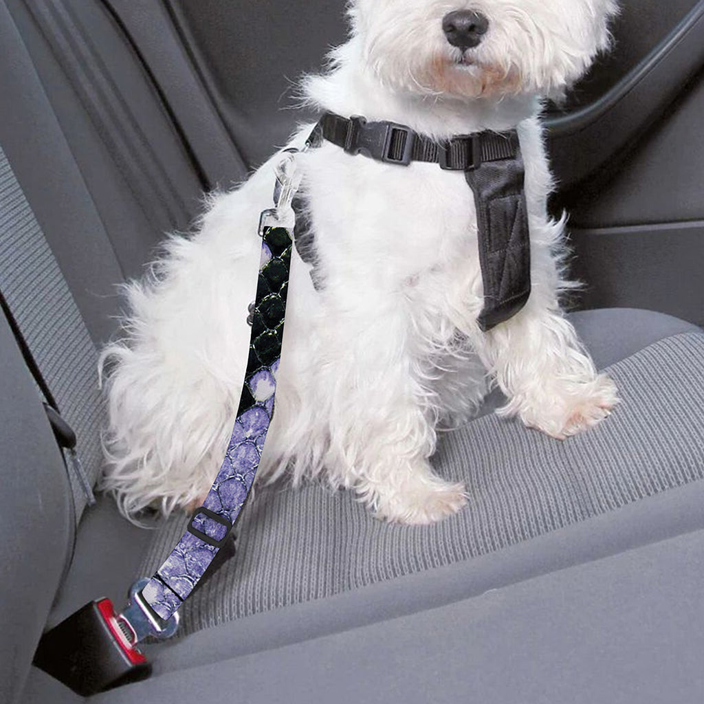 Blue And Black Snakeskin Print Dog Seat Belt