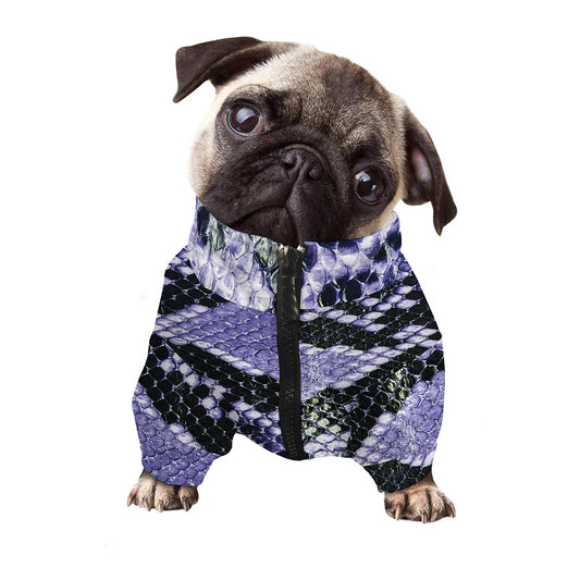Blue And Black Snakeskin Print Dog Zip Up Jacket
