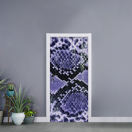 Blue And Black Snakeskin Print Door Sticker