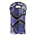 Blue And Black Snakeskin Print Double Neoprene Wine Tote