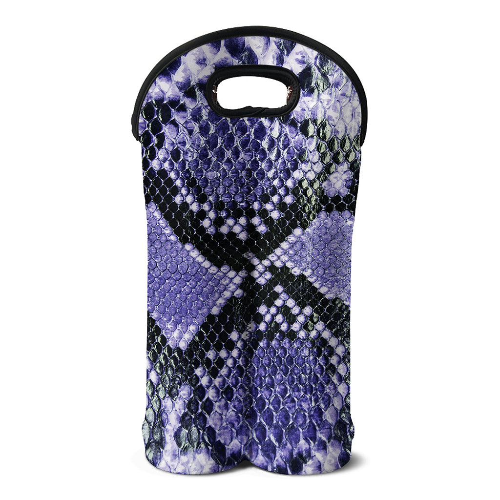 Blue And Black Snakeskin Print Double Neoprene Wine Tote