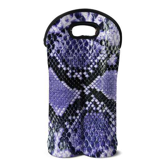 Blue And Black Snakeskin Print Double Neoprene Wine Tote