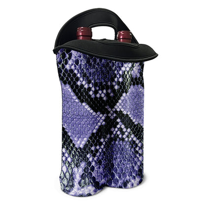 Blue And Black Snakeskin Print Double Neoprene Wine Tote