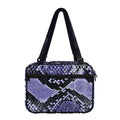 Blue And Black Snakeskin Print Double Strap Bible Bag