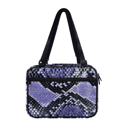Blue And Black Snakeskin Print Double Strap Bible Bag