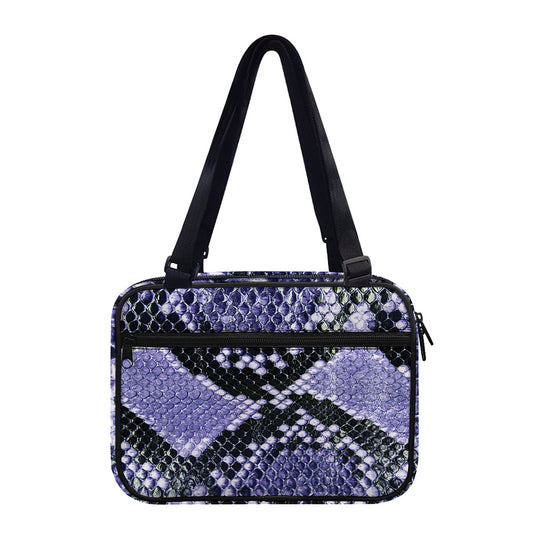 Blue And Black Snakeskin Print Double Strap Bible Bag