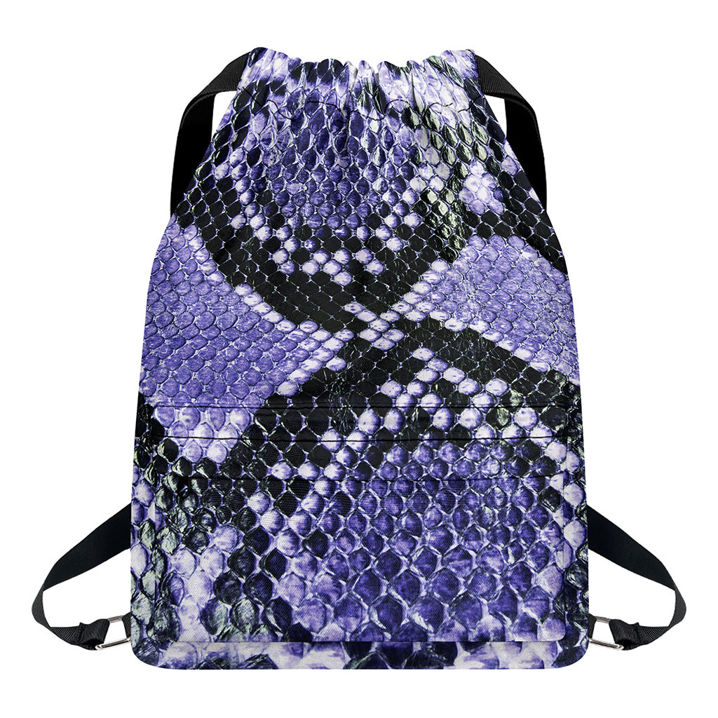 Blue And Black Snakeskin Print Drawstring Backpack