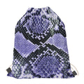 Blue And Black Snakeskin Print Drawstring Bag