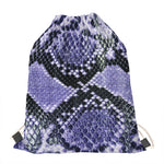 Blue And Black Snakeskin Print Drawstring Bag