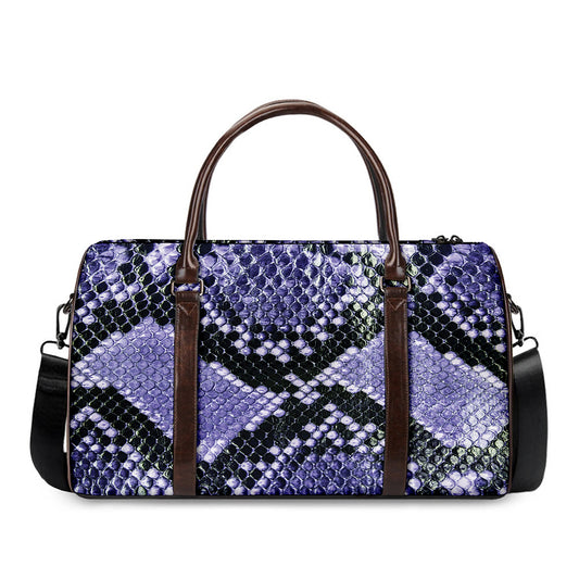 Blue And Black Snakeskin Print Duffle Bag