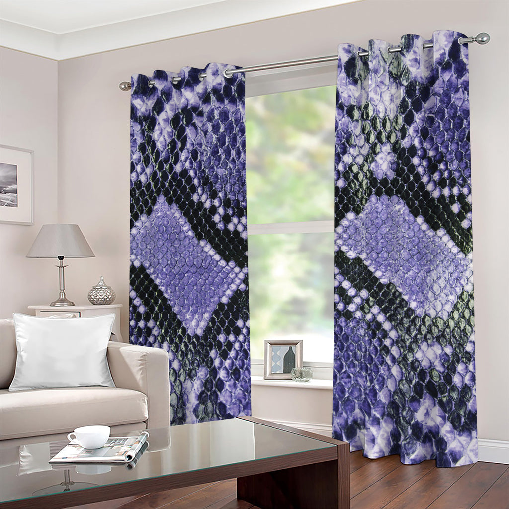 Blue And Black Snakeskin Print Extra Wide Grommet Curtains