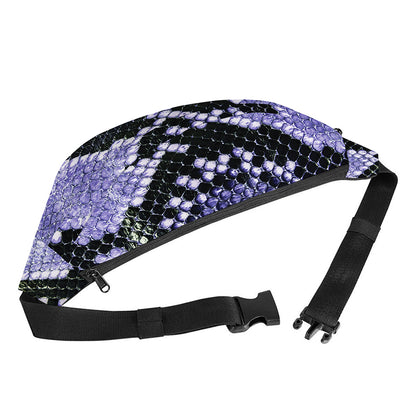 Blue And Black Snakeskin Print Fanny Pack