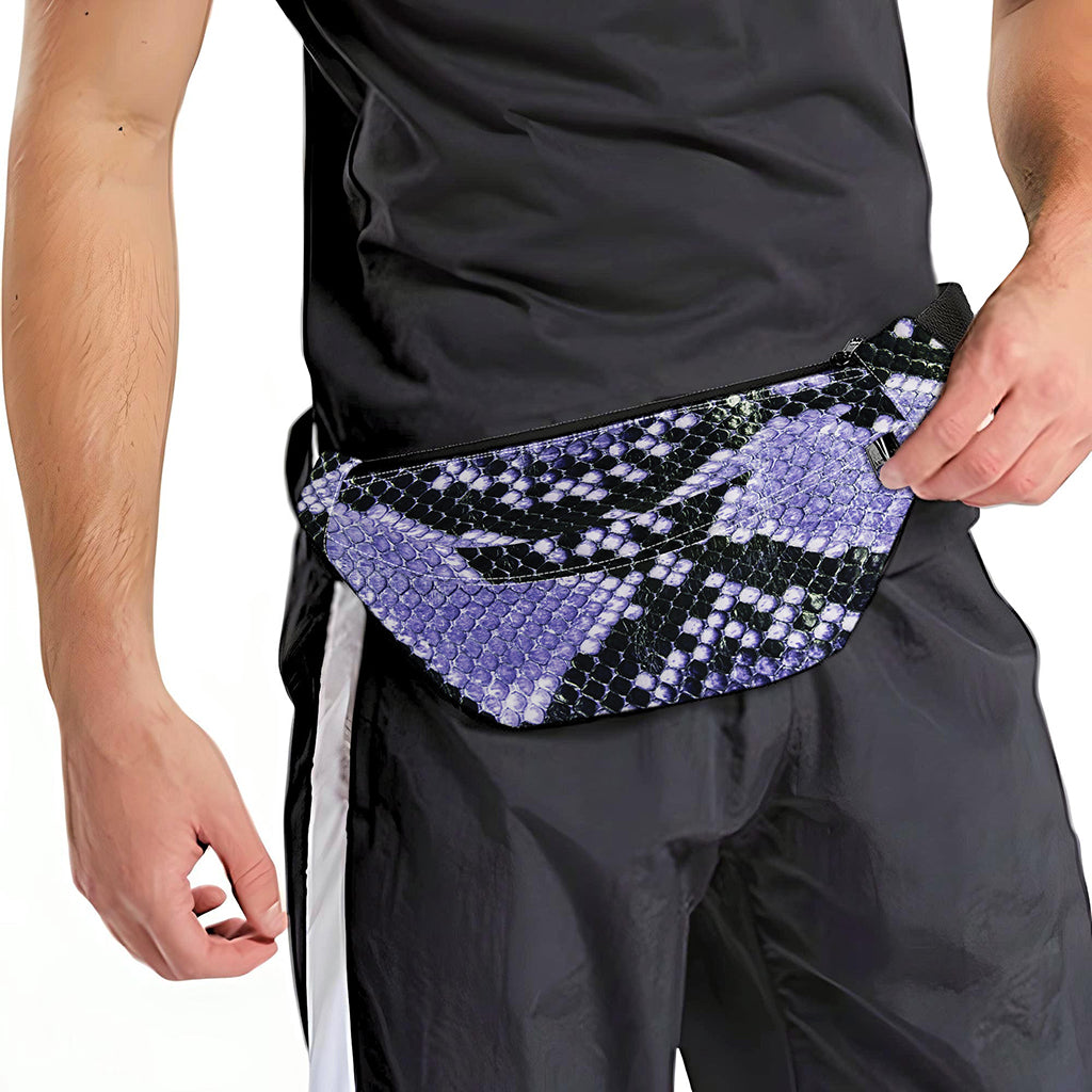 Blue And Black Snakeskin Print Fanny Pack