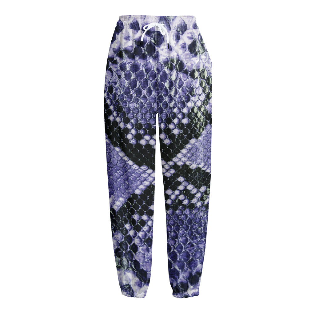 Blue And Black Snakeskin Print Fleece Lined Knit Pants