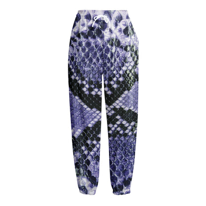 Blue And Black Snakeskin Print Fleece Lined Knit Pants