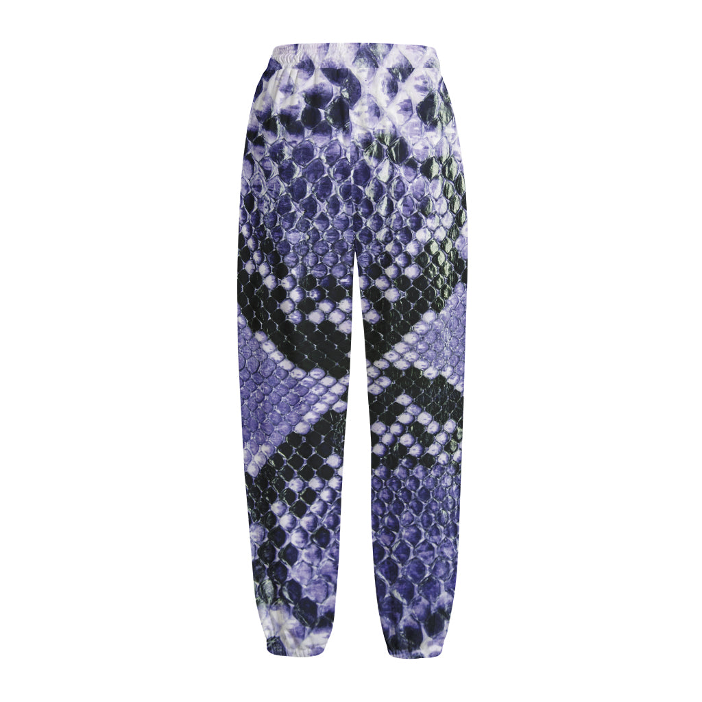 Blue And Black Snakeskin Print Fleece Lined Knit Pants