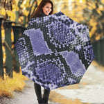 Blue And Black Snakeskin Print Foldable Umbrella