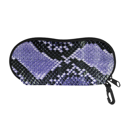 Blue And Black Snakeskin Print Glasses Case