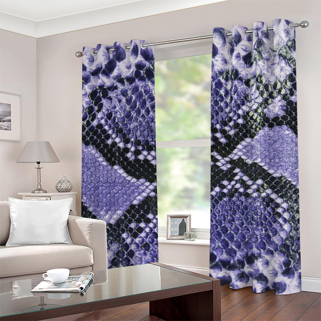 Blue And Black Snakeskin Print Grommet Curtains