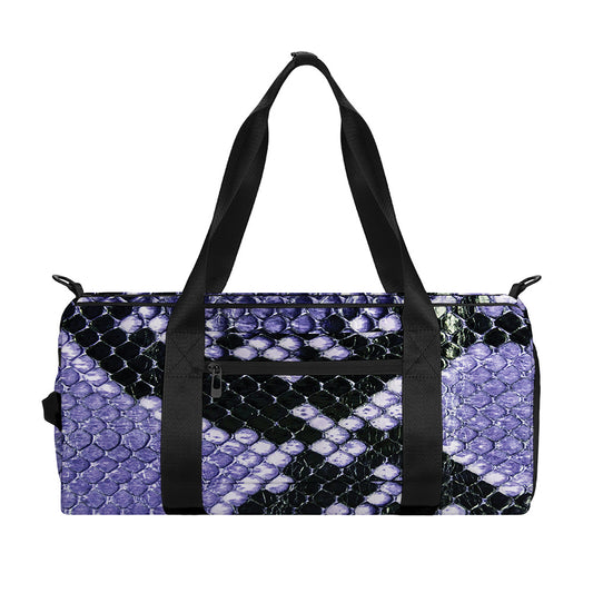 Blue And Black Snakeskin Print Gym Bag