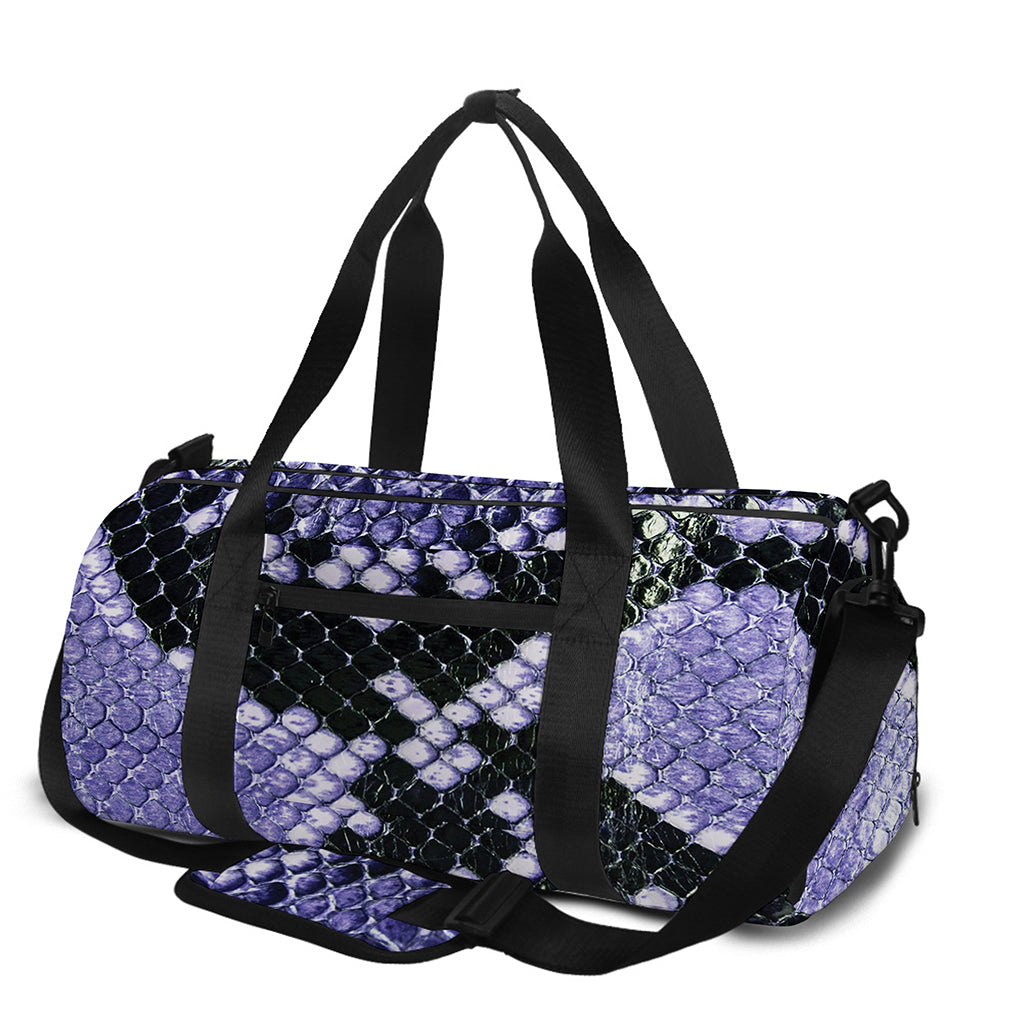 Blue And Black Snakeskin Print Gym Bag