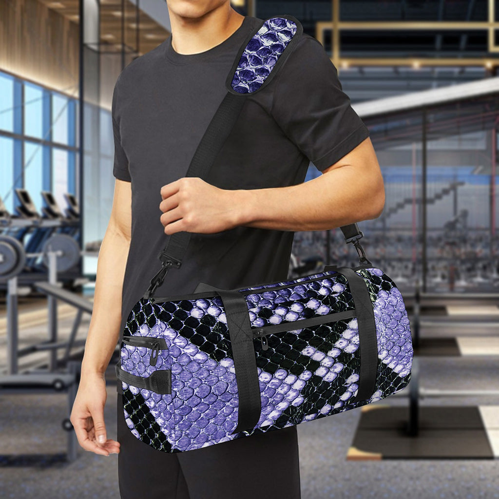 Blue And Black Snakeskin Print Gym Bag