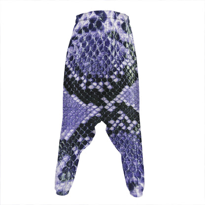 Blue And Black Snakeskin Print Hammer Pants