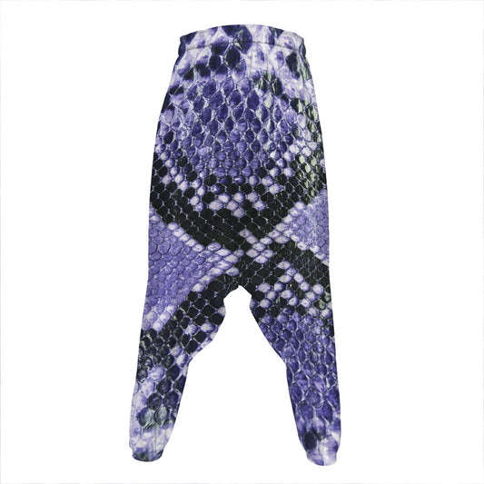 Blue And Black Snakeskin Print Hammer Pants