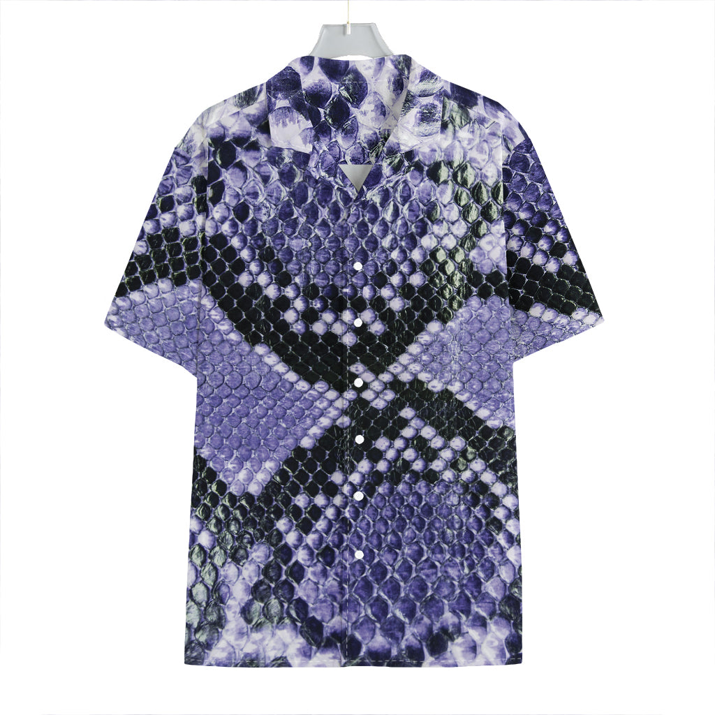 Blue And Black Snakeskin Print Hawaiian Shirt