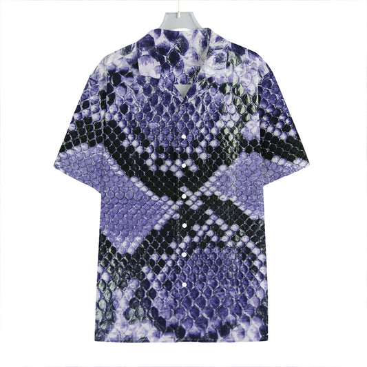 Blue And Black Snakeskin Print Hawaiian Shirt