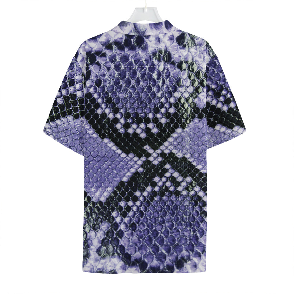 Blue And Black Snakeskin Print Hawaiian Shirt