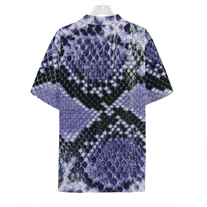Blue And Black Snakeskin Print Hawaiian Shirt