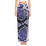 Blue And Black Snakeskin Print High Slit Maxi Skirt