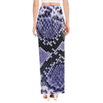 Blue And Black Snakeskin Print High Slit Maxi Skirt