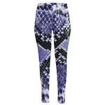 Blue And Black Snakeskin Print High-Waisted Pocket Leggings