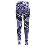 Blue And Black Snakeskin Print High-Waisted Pocket Leggings