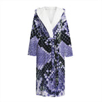 Blue And Black Snakeskin Print Hooded Bathrobe