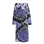 Blue And Black Snakeskin Print Hooded Bathrobe
