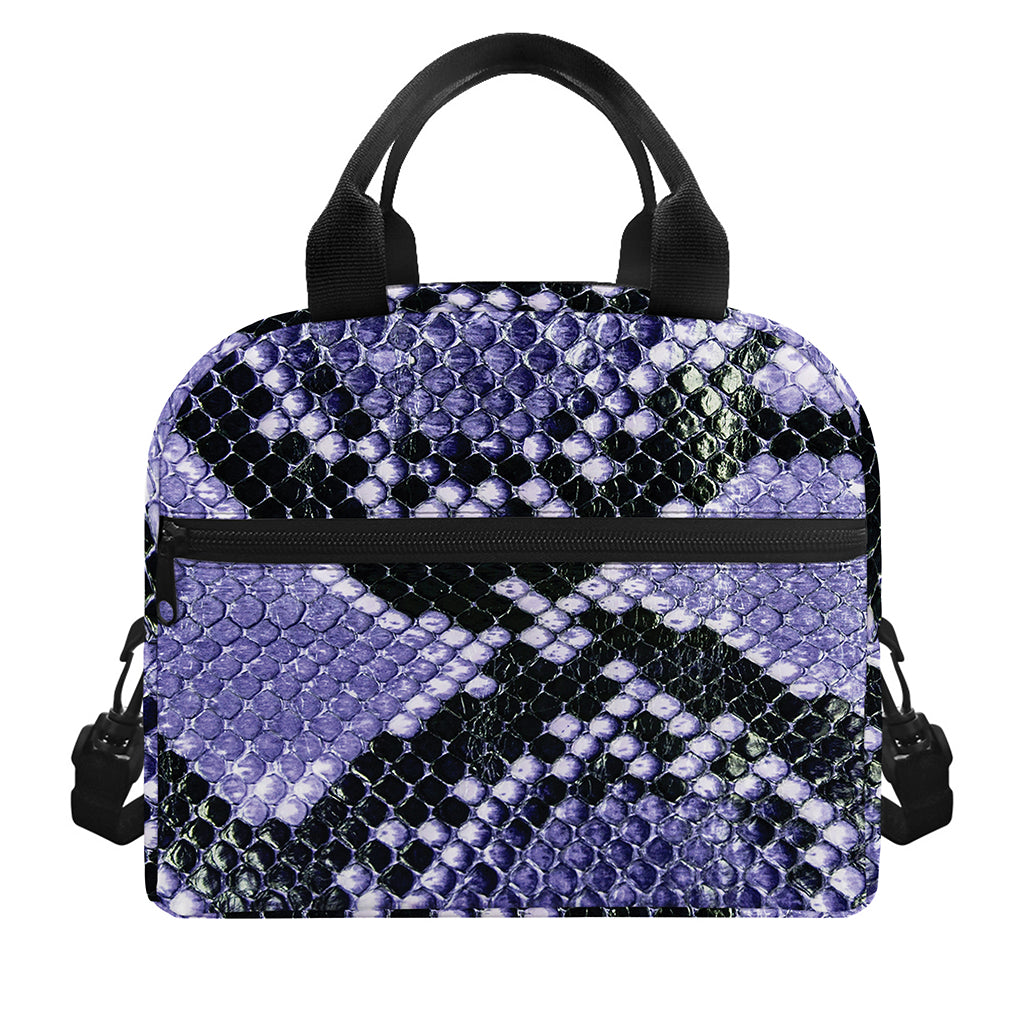 Blue And Black Snakeskin Print Insulated Lunch Bag