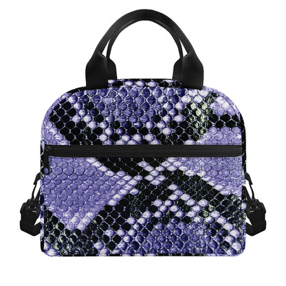 Blue And Black Snakeskin Print Insulated Lunch Bag
