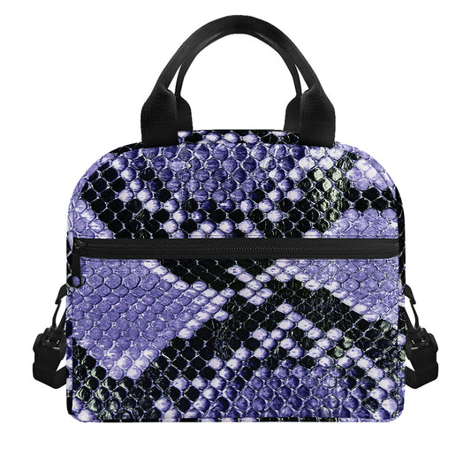 Blue And Black Snakeskin Print Insulated Lunch Bag