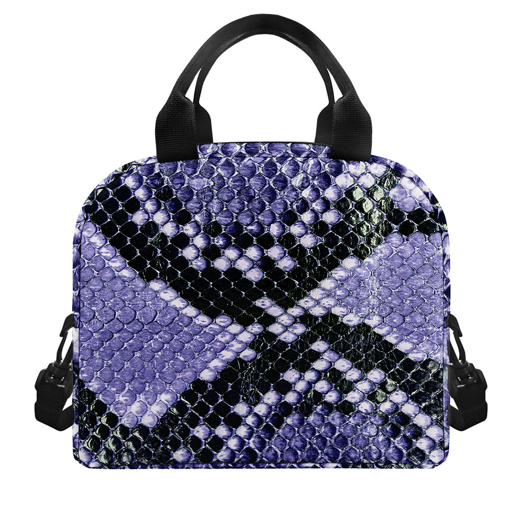 Blue And Black Snakeskin Print Insulated Lunch Bag
