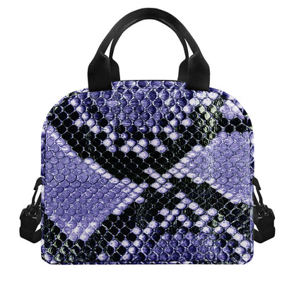 Blue And Black Snakeskin Print Insulated Lunch Bag