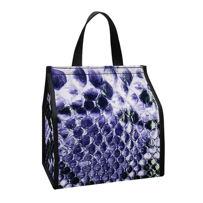 Blue And Black Snakeskin Print Insulated Lunch Tote